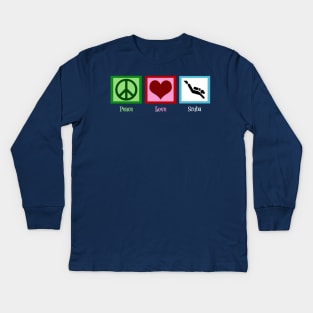 Peace Love Scuba Diving Kids Long Sleeve T-Shirt